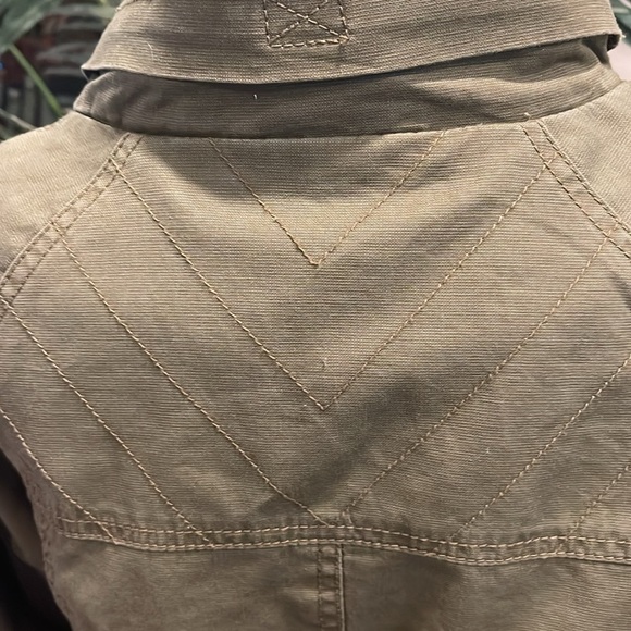 ONLY Army Green Utility Canvas Jacket w/ Hood | Drawstring Waist | M - Picture 6 of 13